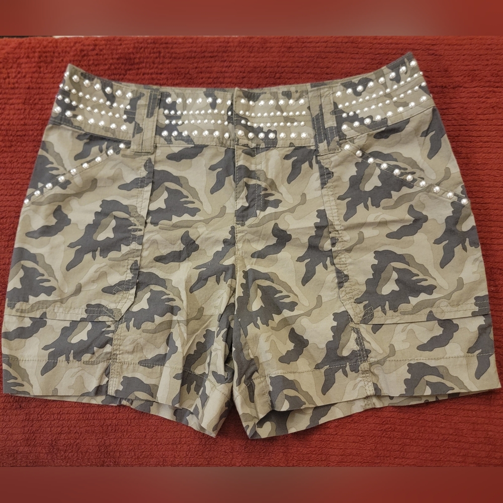INC International Concepts Camouflage Cargo Shorts with Studs